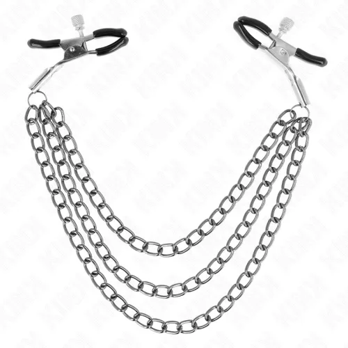 KINK – 3 láncos mellbimbó csipesz, fekete