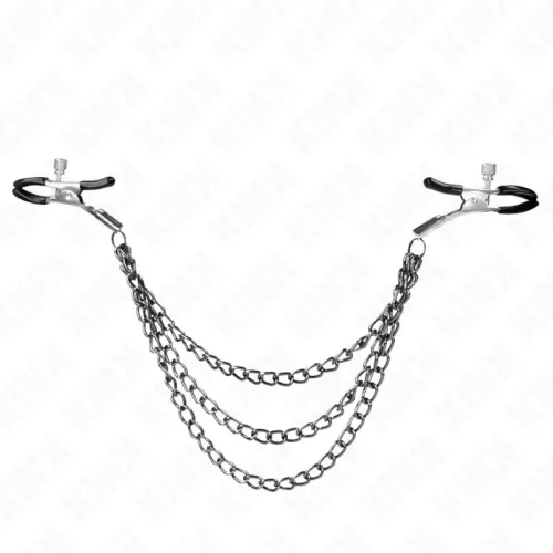KINK – 3 láncos mellbimbó csipesz, fekete