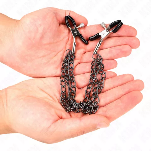 KINK – 3 láncos mellbimbó csipesz, fekete