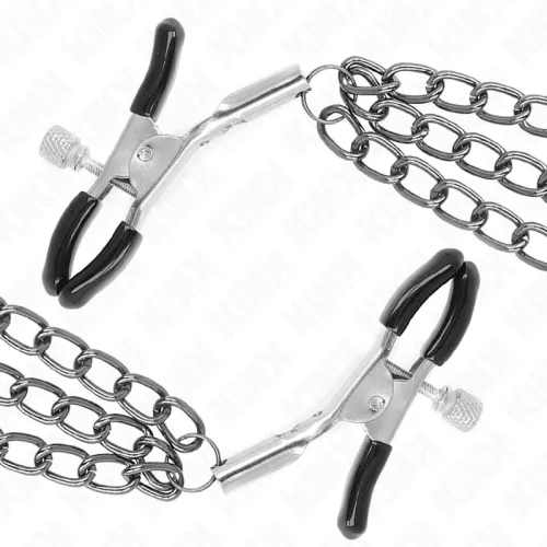 KINK – 3 láncos mellbimbó csipesz, fekete