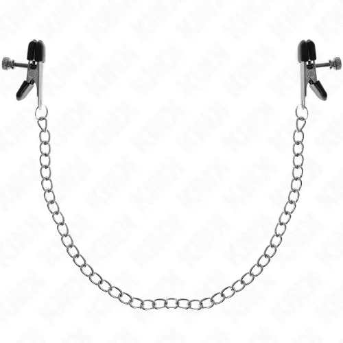 KINK – ezüst lapos láncos mellbimbócsipesz 34 cm