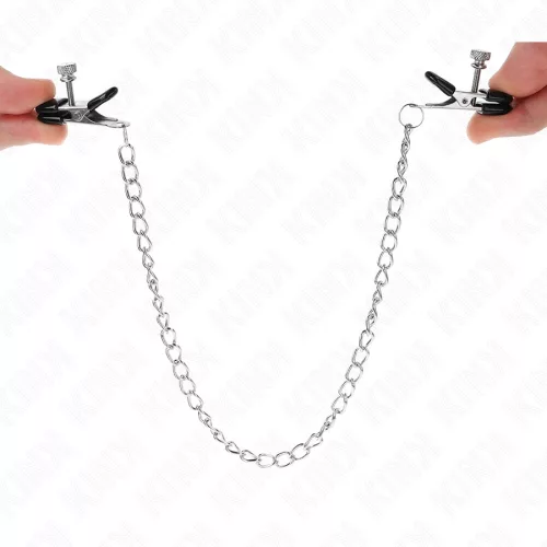 KINK – ezüst lapos láncos mellbimbócsipesz 34 cm