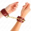 KINK – állítható vörös csuklóbilincs arany lánccal