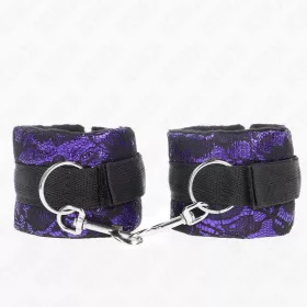 KINK – érzéki bársonyos csuklókötözők - lila/fekete