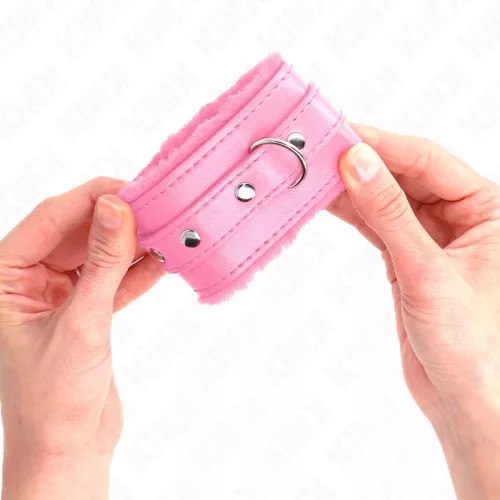 KINK – prémium bőrpántos csuklókötöző, pink színben