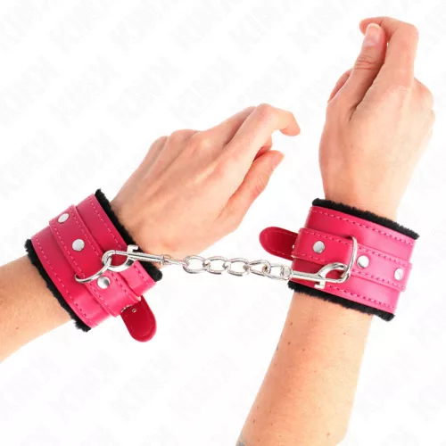 KINK - prémium bársonyos csuklóbilincsek rózsaszín övvel