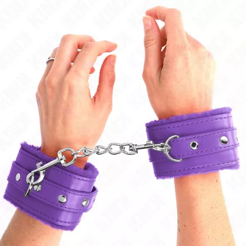 KINK - prémium szőrme bélésű csuklóbilincsek lila