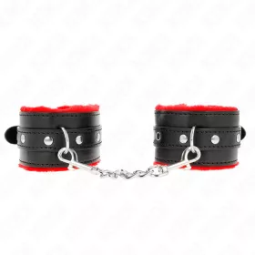 KINK – prémium bőrhatású csuklókötöző piros-fekete