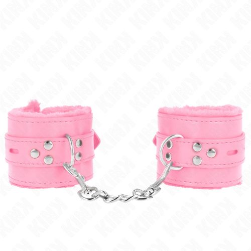 KINK – állítható, prémium pink szőrös csuklóbilincsek
