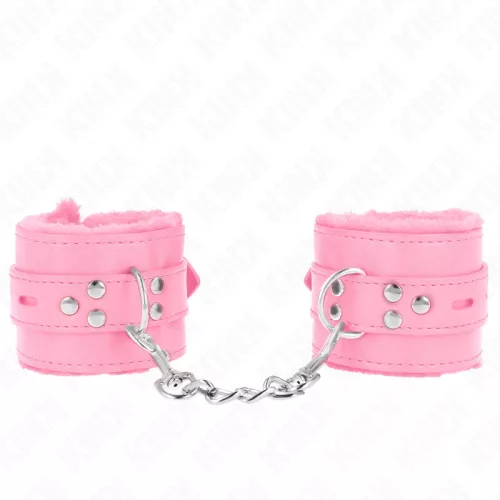 KINK – állítható, prémium pink szőrös csuklóbilincsek