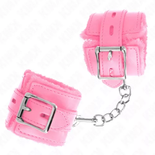 KINK – állítható, prémium pink szőrös csuklóbilincsek