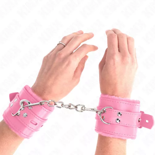 KINK – állítható, prémium pink szőrös csuklóbilincsek