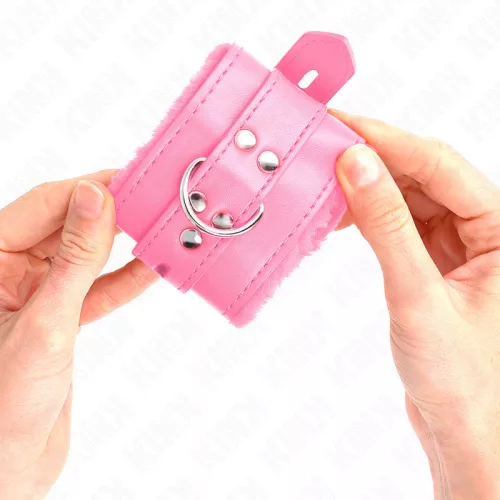 KINK – állítható, prémium pink szőrös csuklóbilincsek