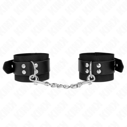 KINK – állítható nylon csuklókötöző bőr övvel, fekete