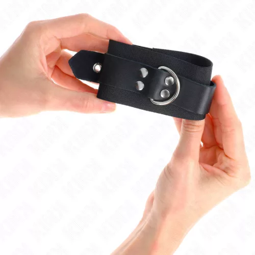 KINK – állítható nylon csuklókötöző bőr övvel, fekete