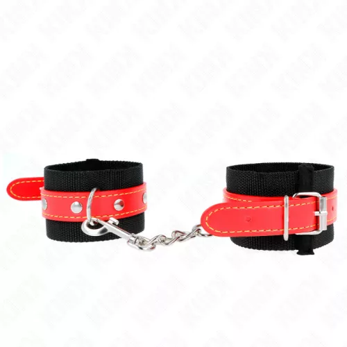 KINK – állítható vörös műbőr csuklóbilincsek 19-24 cm-ig