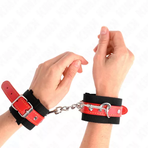 KINK – állítható vörös műbőr csuklóbilincsek 19-24 cm-ig