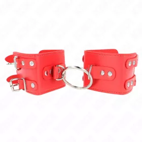   KINK - állítható piros csuklószorítók gyűrűvel és tüskékkel