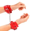 KINK – állítható piros csuklókötöző fekete szívvel