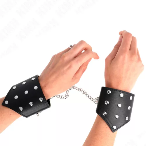 KINK - állítható bőr csuklópánt lánccal, prémium stílusban