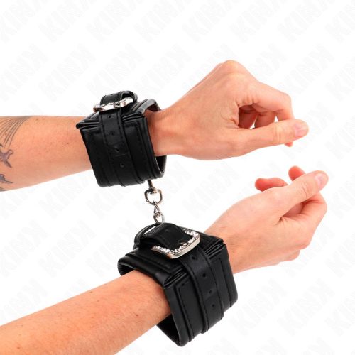 KINK – állítható fekete csillogó csuklókötések 25-32 cm