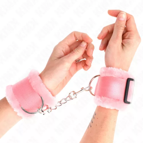 KINK – állítható rózsaszín csuklókötöző prémium bőrrel