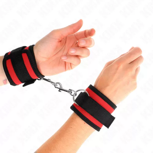 KINK - állítható nylon csuklókötözők piros-fekete színben