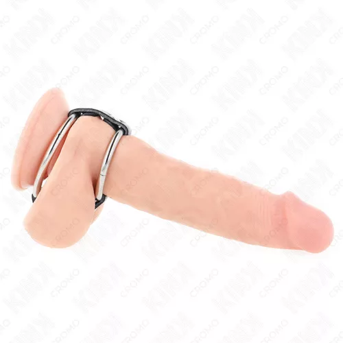 KINK – dupla fém péniszgyűrű bőr kapcsolattal