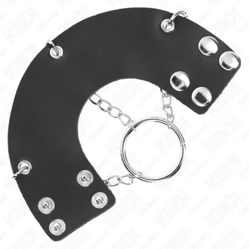 KINK – fém péniszgyűrű bőr övvel és 7 cm lánccal