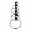 KINK – fém péniszgyűrűk bőrkötéssel, 3,2-5 cm