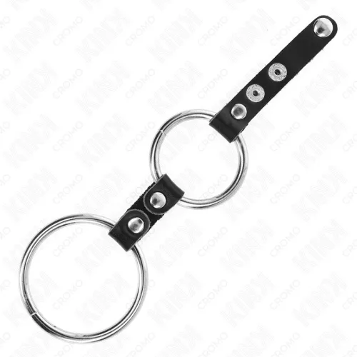 KINK - bőr összekapcsolt dupla péniszgyűrű 3,8-5 cm