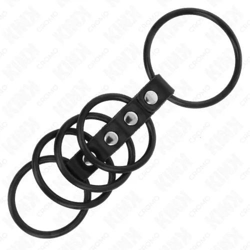 KINK – bőrrel összekötött szilikon péniszgyűrűk (5 db)