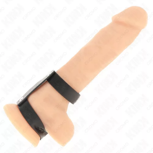 KINK - állítható dupla bőrszíj péniszgyűrű