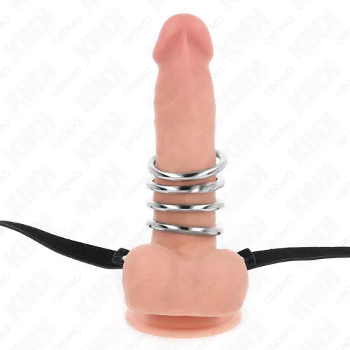 KINK – fém péniszgyűrűk bőrövet tartalmazó szett