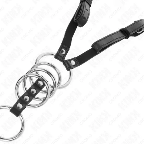 KINK – fém péniszgyűrűk bőrövet tartalmazó szett