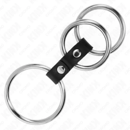 KINK – bőrrel összekötött prémium fém péniszgyűrű