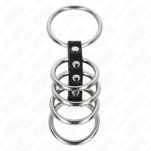 KINK – bőrrel összekötött fém péniszgyűrűk (3,7–5 cm)