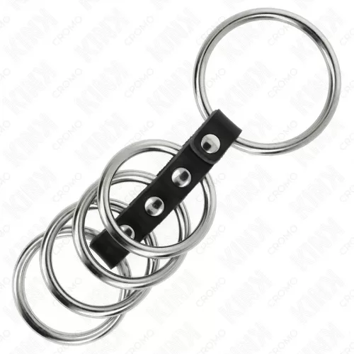 KINK – bőrrel összekötött fém péniszgyűrűk (3,7–5 cm)