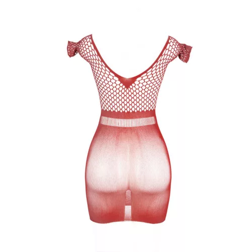 SUBBLIME – trendi piros horgolt mini ruha, egy méret