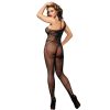 SUBBLIME - egyvállas, hálós bodystocking gyöngyökkel, fekete