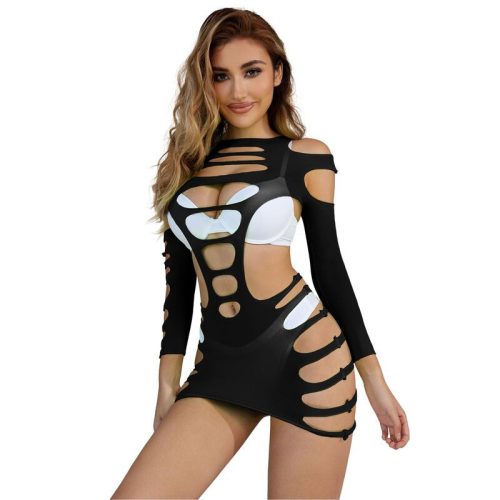 SUBBLIME – érzéki fekete hálós ruha, hosszú ujjú, egy méret