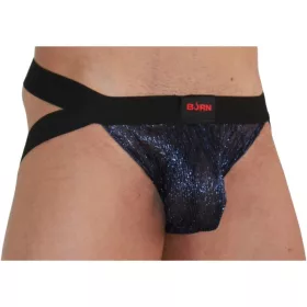   BURN 006 – fényes kék-fekete jockstrap prémium dizájnnal
