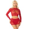 LEG AVENUE - fényes hálós crop top és mini szoknya 