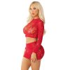 LEG AVENUE - fényes hálós crop top és mini szoknya 