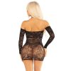 LEG AVENUE - érzéki, fekete, off-shoulder hálós miniruha