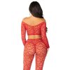 LEG AVENUE - vörös crop top és harisnya egy méretben