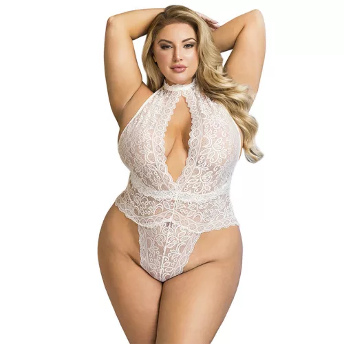 SUBBLIME - Elegáns csipkés bodysuit fehér S/M méretben
