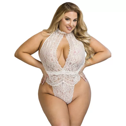 SUBBLIME - Elegáns csipkés bodysuit fehér S/M méretben