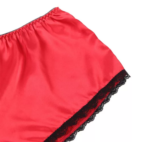 SUBBLIME – selymes és csipkés hálóing + tanga piros L/XL