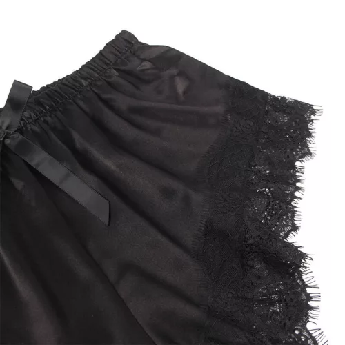 SUBBLIME – elegáns selyem hálóing csipkebrébellel Fekete S/M